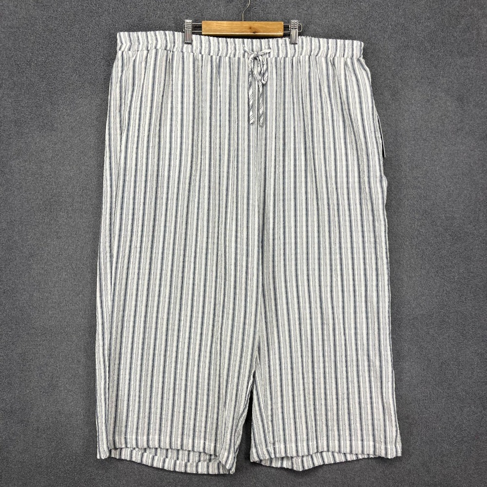 Jane + Delancey Wide Leg Pants Women 3X Navy White Striped Drawstring Coastal